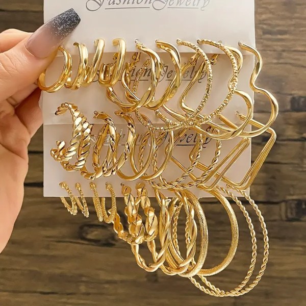 16 Pairs Combo Hoop Earrings
